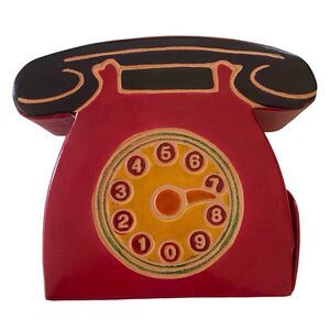 New Genuine Leather Red Rotary Phone Bank